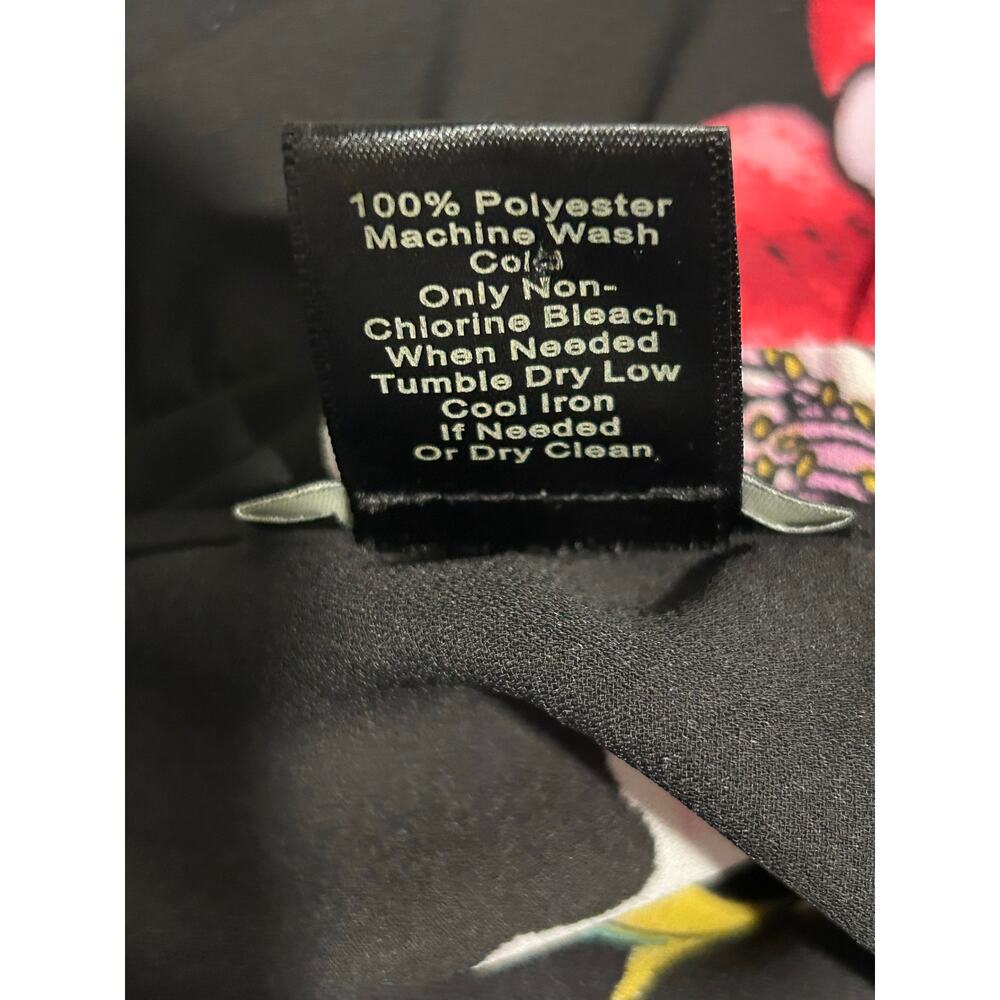 Ann Taylor Factory Floral Blouse Black Pink Short Sleeve Top Large - Picture 8 of 8